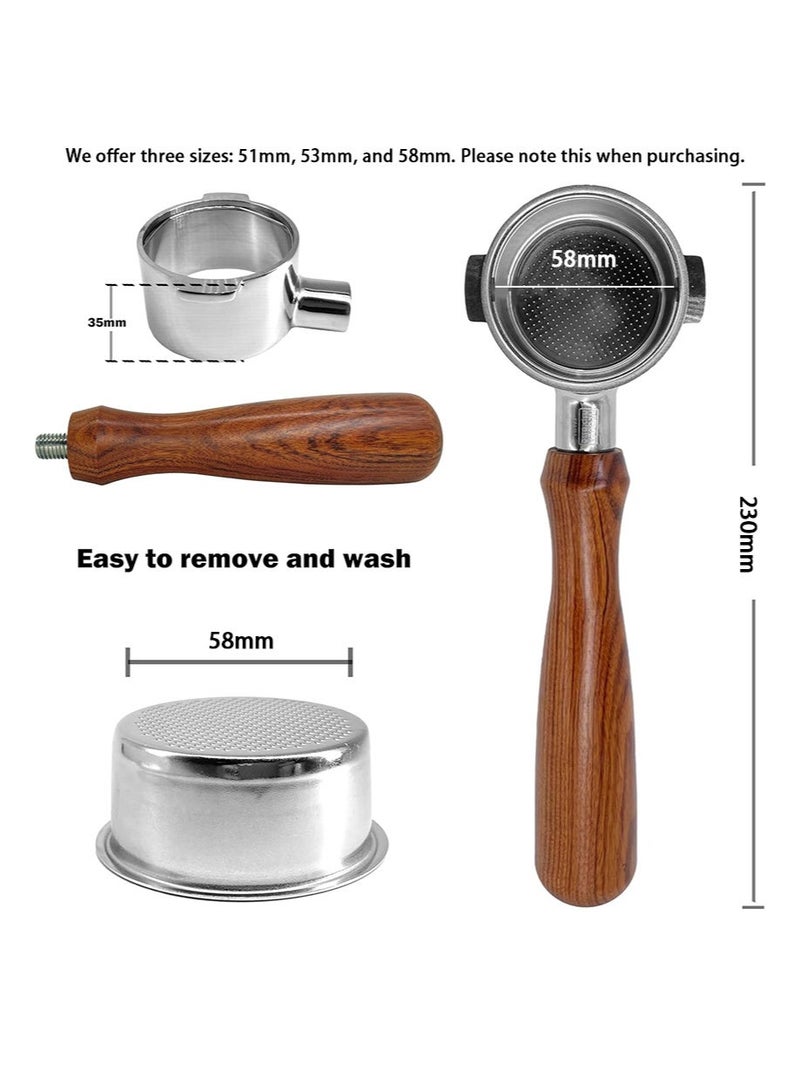 EZSOZO 58mm Bottomless Portafilter， 2 Ears Portafilter with 58mm Puck Screen Compatible ，Stainless Steel Filter Holder with SANREMO、ASCAS0、WEGA、ROYA - Image 2